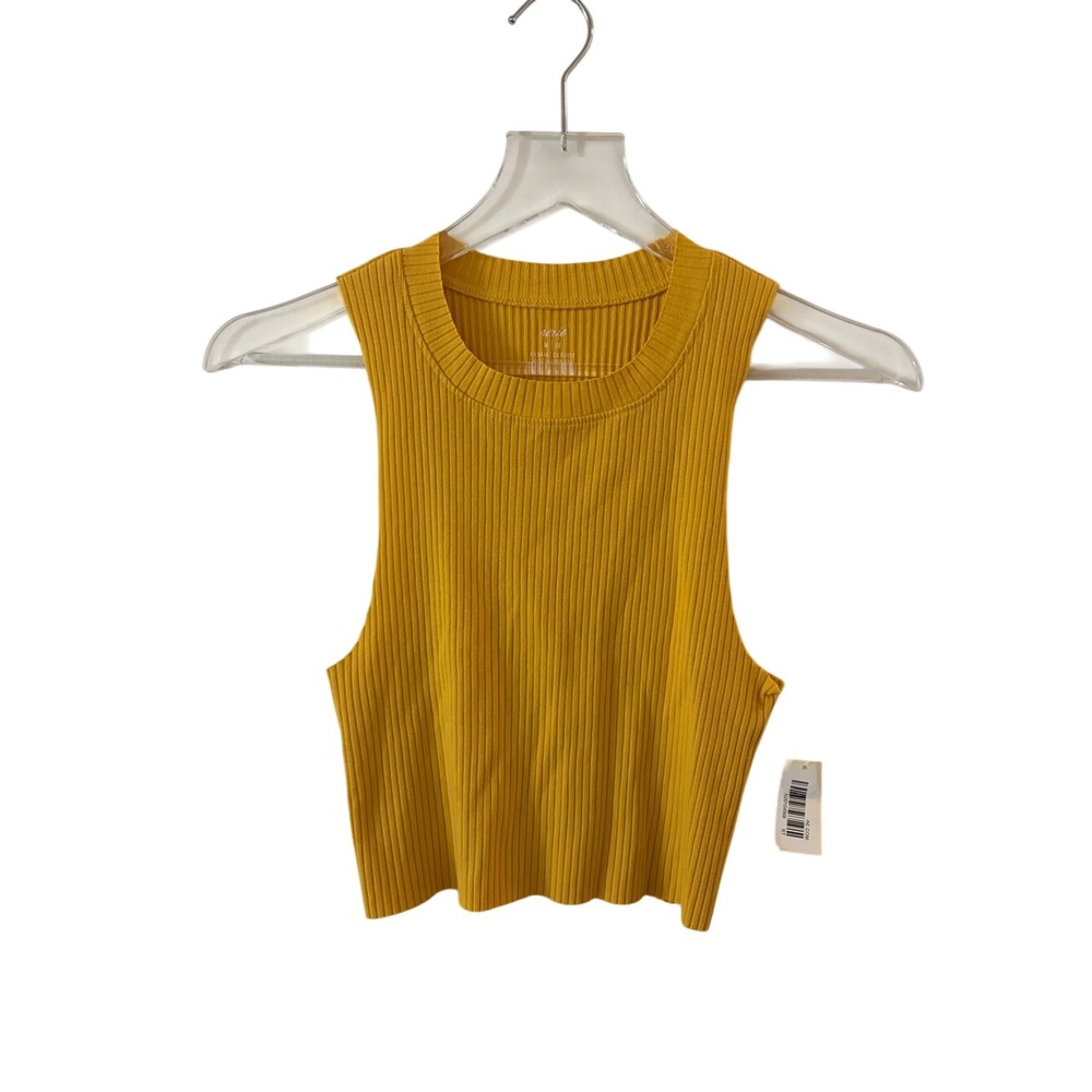 NWT Aerie Rebel Cropped Tank Ribbed Top gold yellow Medium